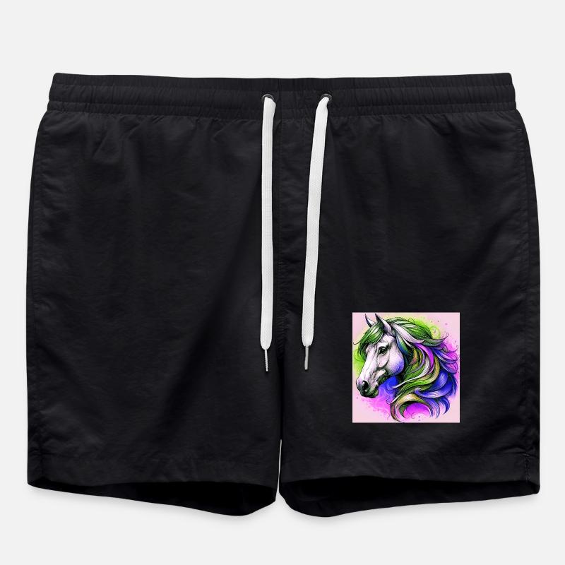 Pferd - Badeshorts - Schwarz