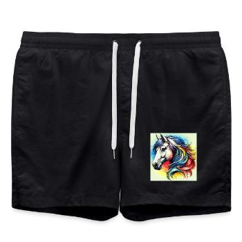 horse - Swim Trunks - black - Front - AI Model Male 185 light (185cm)