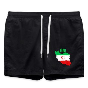 Iranische Herzflagge - Badeshorts - Schwarz - Vorne - AI Model Male 185 light (185cm)