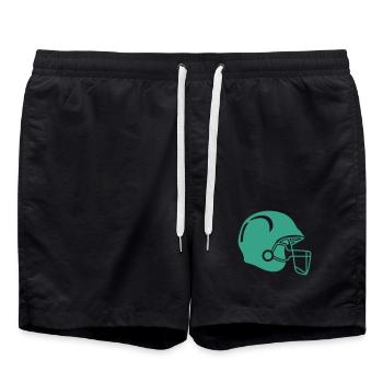 Türkisgrüner Footballhelm Silhouette - Badeshorts - Schwarz - Vorne - AI Model Male 185 light (185cm)