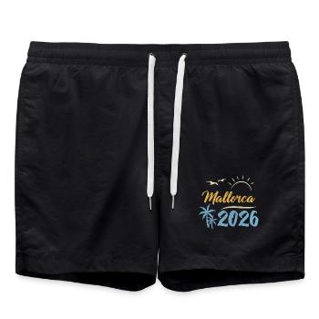 Mallorca 2026 - Badeshorts - Schwarz - Vorne - AI Model Male 185 light (185cm)