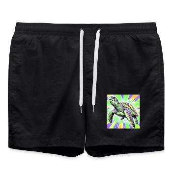 Schildkröte - Badeshorts - Schwarz - Vorne - AI Model Male 185 light (185cm)