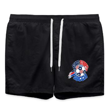 USA Soccer Fan 2026, Stars and Stripes Soccer Ball - Badeshorts - Schwarz - Vorne - AI Model Male 185 light (185cm)