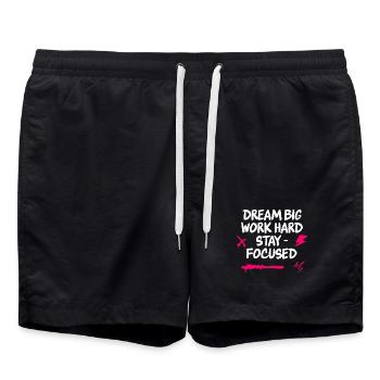 Rêvez en grand, travaillez dur, restez concentré - Short de bain - noir - Devant - AI Model Male 185 light (185cm)