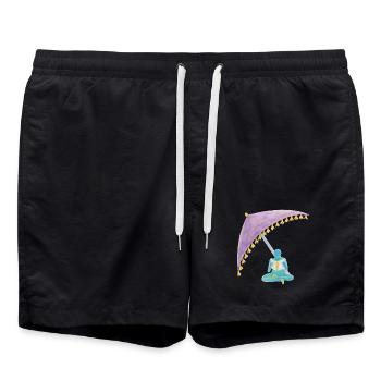 Meditation under the color curtain - Swim Trunks - black - Front - AI Model Male 185 light (185cm)