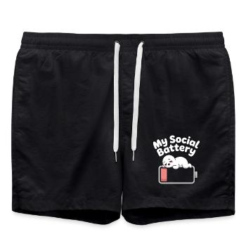Batterie sociale Introverti Batterie morte - Short de bain - noir - Devant - AI Model Male 185 light (185cm)