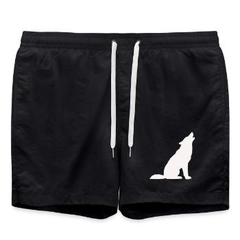 Wolf- - Swim Trunks - black - Front - AI Model Male 185 light (185cm)