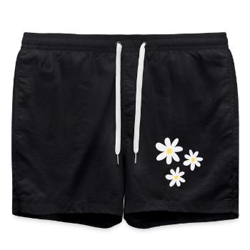 White flowers in timeless elegance - Swim Trunks - black - Front - AI Model Male 185 light (185cm)