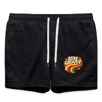 Stay Groovy Rainbow - Swim Trunks - black - Front - AI Model Male 185 light (185cm)