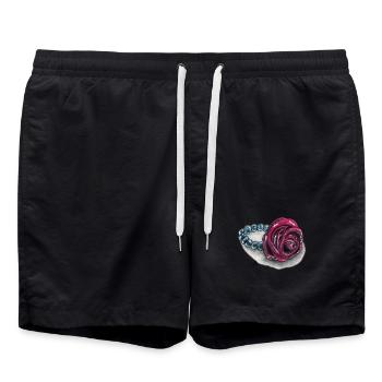 Rose heart with pearls - Swim Trunks - black - Front - AI Model Male 185 light (185cm)