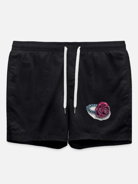 Rose heart with pearls - Swim Trunks - black