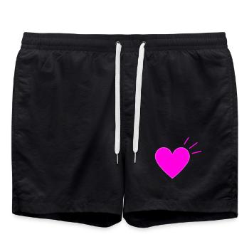Bright Pink Heart | Modern Love Graphic - Badeshorts - Schwarz - Vorne - AI Model Male 185 light (185cm)