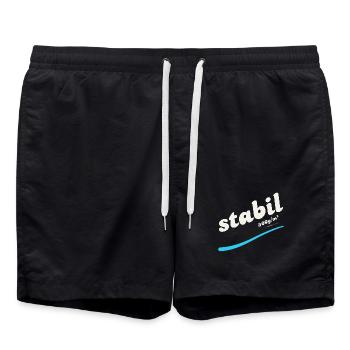 stabil (super Alltags T Shirt mit Statement) - Badeshorts - Schwarz - Vorne - AI Model Male 185 light (185cm)