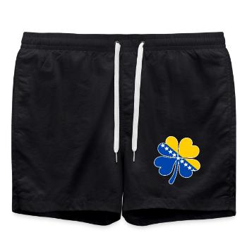 Bosnien Flagge Vierblättriges Kleeblatt - Badeshorts - Schwarz - Vorne - AI Model Male 185 light (185cm)