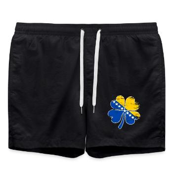 Bosnien Flagge Vierblättriges Kleeblatt used - Badeshorts - Schwarz - Vorne - AI Model Male 185 light (185cm)