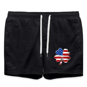 USA Flagge Vierblättriges Kleeblatt - Badeshorts - Schwarz - Vorne - AI Model Male 185 light (185cm)