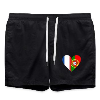 Frankreich Portugal T-Shirt | Französisch-portugiesisches Geschenk - Badeshorts - Schwarz - Vorne - AI Model Male 185 light (185cm)