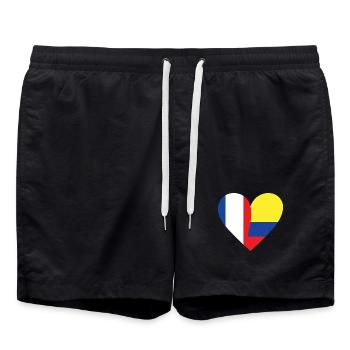 Frankreich-Kolumbien-Flagge | Franco-kolumbianische Schenkung - Badeshorts - Schwarz - Vorne - AI Model Male 185 light (185cm)