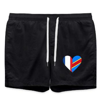 France RDC | Cadeau Franco-Congolais - Badeshorts - Schwarz - Vorne - AI Model Male 185 light (185cm)