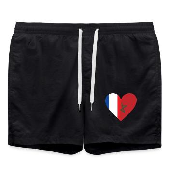 Herz Frankreich Marokko | Franco-Marokkanisches Geschenk - Badeshorts - Schwarz - Vorne - AI Model Male 185 light (185cm)