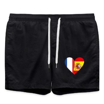 Frankreich, Spanien | Franco-Spanische Schenkung - Badeshorts - Schwarz - Vorne - AI Model Male 185 light (185cm)