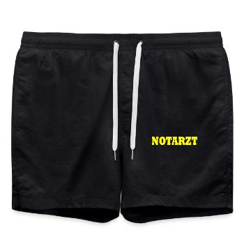 Notarzt - Badeshorts - Schwarz - Vorne - AI Model Male 185 light (185cm)