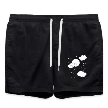 Doux lune nuages nuit ciel fantaisie enfants bébé - Short de bain - noir - Devant - AI Model Male 185 light (185cm)
