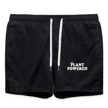 Plant Powered Angetrieben Durch Pflanzen Go Vegan - Badeshorts - Schwarz - Vorne - AI Model Male 185 light (185cm)