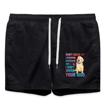 Don't judge my Labrador and I won't judge kids - Badeshorts - Schwarz - Vorne - AI Model Male 185 light (185cm)