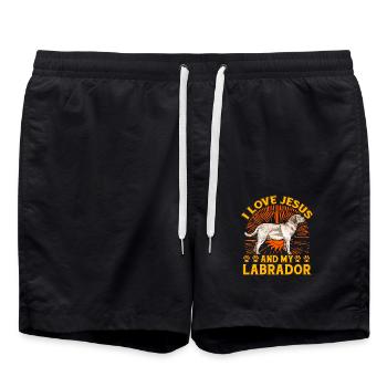 I love Jesus and my Labrador - Badeshorts - Schwarz - Vorne - AI Model Male 185 light (185cm)