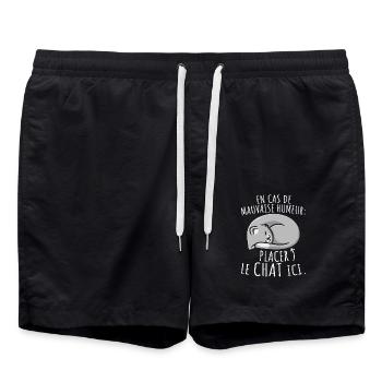 Chats En Cas de Mauvaise Humeur Placer le Chat Ici - Short de bain - noir - Devant - AI Model Male 185 light (185cm)