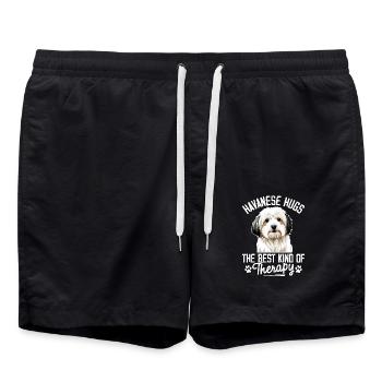 Havanese Hugs the best kind of therapy - Swim Trunks - black - Front - AI Model Male 185 light (185cm)