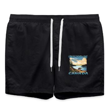 Vacances au Grand Lac de l’Ours, Canada - Short de bain - noir - Devant - AI Model Male 185 light (185cm)