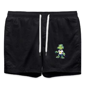 Hockey Hockeyspieler Krokodil Kawaii Comic - Badeshorts - Schwarz - Vorne - AI Model Male 185 light (185cm)