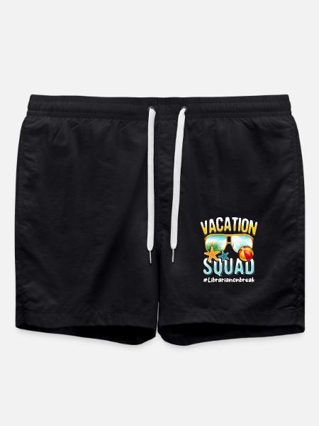 Librarian Vacation Squad #Librarianonbreak - Swim Trunks - black