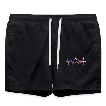 Washington D.C. Skyline Heartbeat USA East Coast - Swim Trunks - black - Front - AI Model Male 185 light (185cm)