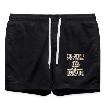 Jiu-Jitsu because punching people is frowned upon - Swim Trunks - black - Front - AI Model Male 185 light (185cm)