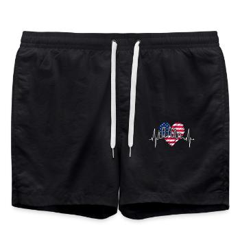 Chicago Skyline Heartbeat USA Heart I Love Chicago - Swim Trunks - black - Front - AI Model Male 185 light (185cm)