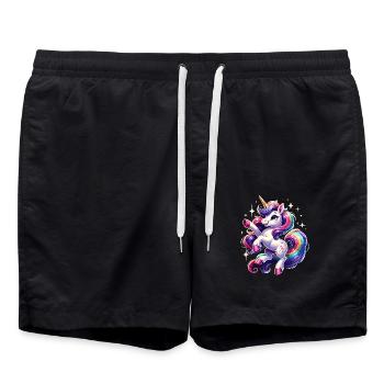 Arc en ciel Licorne Fantaisie Belle Licorne - Short de bain - noir - Devant - AI Model Male 185 light (185cm)