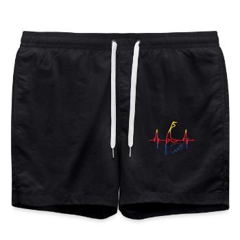 Sylt Skyline Nordsee Herzschlag Nordfriesen Sylter - Badeshorts - Schwarz - Vorne - AI Model Male 185 light (185cm)