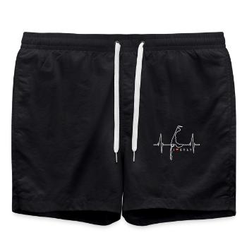 Sylt Skyline Nordsee Herzschlag Nordfriesen Sylter - Badeshorts - Schwarz - Vorne - AI Model Male 185 light (185cm)