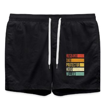 William nom papa cadeau - Short de bain - noir - Devant - AI Model Male 185 light (185cm)