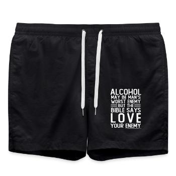 L’alcool aime ton ennemi - Short de bain - noir - Devant - AI Model Male 185 light (185cm)
