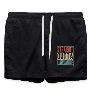 Straight outta Lausanne - Swim Trunks - black - Front - AI Model Male 185 light (185cm)