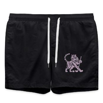 Silhouette minimaliste de joueur de hockey sur glace tigre - Short de bain - noir - Devant - AI Model Male 185 light (185cm)