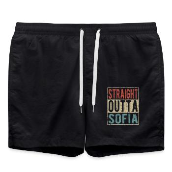 Direkt aus Sofia - Badeshorts - Schwarz - Vorne - AI Model Male 185 light (185cm)
