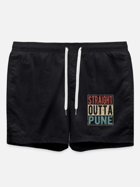 Straight outta Pune - Swim Trunks - black