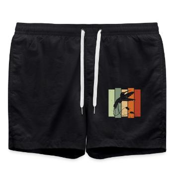 Quetzal Bird Retro Birdwatching Birdwatcher - Short de bain - noir - Devant - AI Model Male 185 light (185cm)