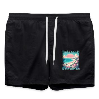 Pink Sands Beach, Bahamas - Vacances grunge aux Bahamas - Short de bain - noir - Devant - AI Model Male 185 light (185cm)