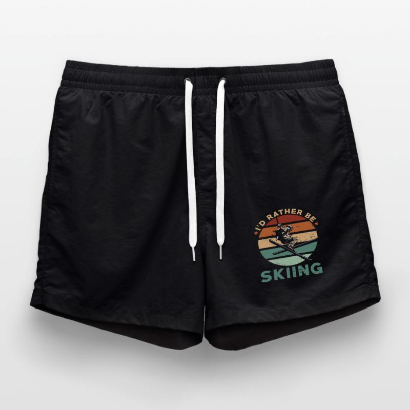 Skiing Enthusiast Retro Vintage Ski Skier Swim Trunks